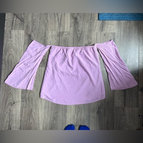 Tobi Womens Lavender Purple Off the Shoulder Chiffon Long Sleeve Flowy Top Large - Picture 8 of 15